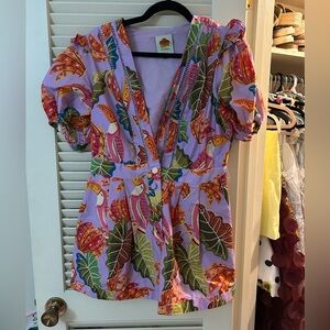 FARM Rio Purple Tropical Print Jumpsuit